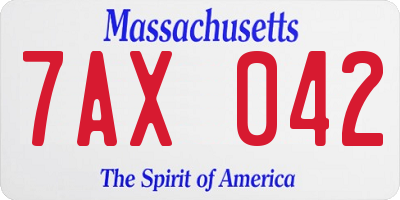 MA license plate 7AX042