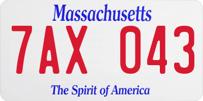 MA license plate 7AX043