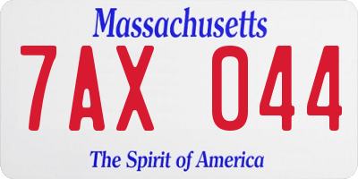 MA license plate 7AX044