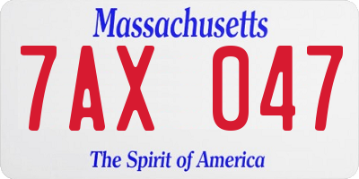 MA license plate 7AX047