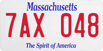 MA license plate 7AX048