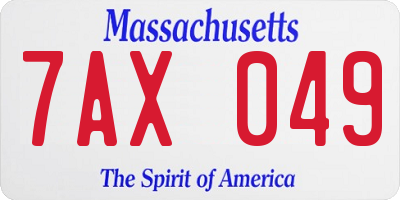 MA license plate 7AX049