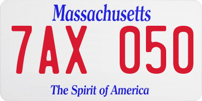MA license plate 7AX050