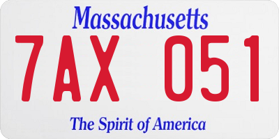 MA license plate 7AX051