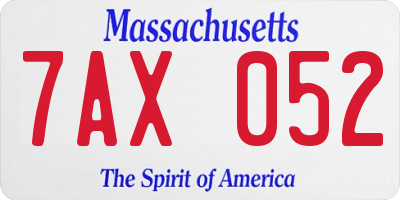 MA license plate 7AX052