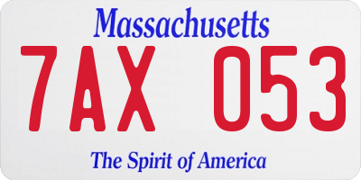MA license plate 7AX053