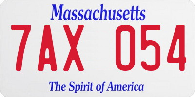 MA license plate 7AX054