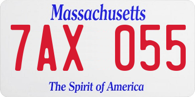MA license plate 7AX055