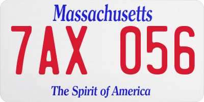 MA license plate 7AX056
