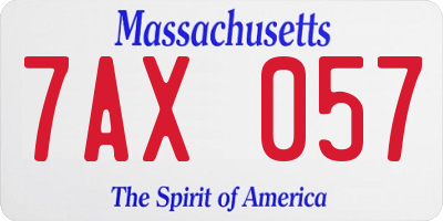MA license plate 7AX057