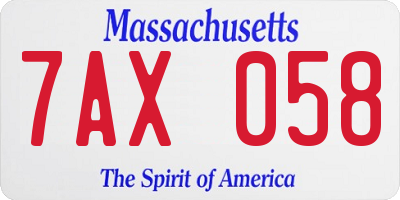 MA license plate 7AX058