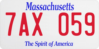 MA license plate 7AX059