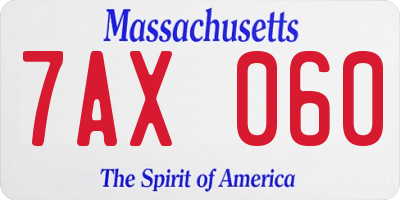 MA license plate 7AX060
