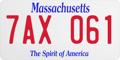 MA license plate 7AX061