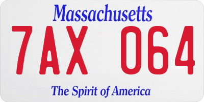 MA license plate 7AX064