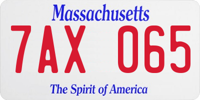 MA license plate 7AX065