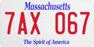 MA license plate 7AX067