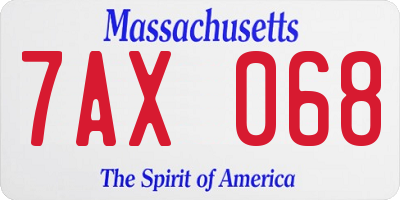 MA license plate 7AX068