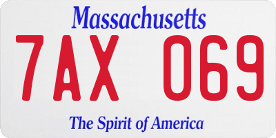 MA license plate 7AX069