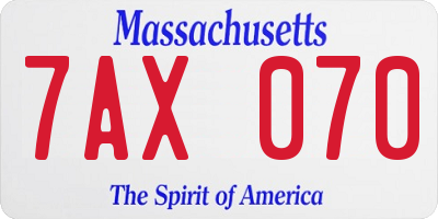 MA license plate 7AX070
