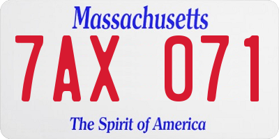 MA license plate 7AX071