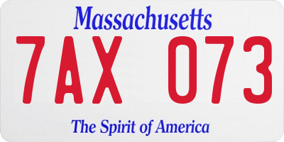 MA license plate 7AX073