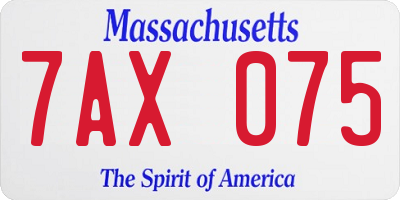 MA license plate 7AX075