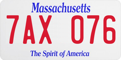 MA license plate 7AX076