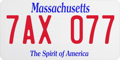 MA license plate 7AX077