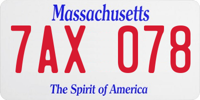 MA license plate 7AX078