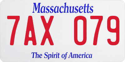 MA license plate 7AX079