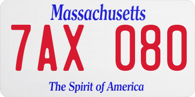 MA license plate 7AX080