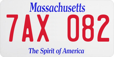 MA license plate 7AX082