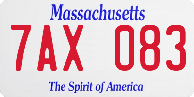 MA license plate 7AX083