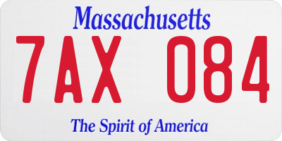 MA license plate 7AX084