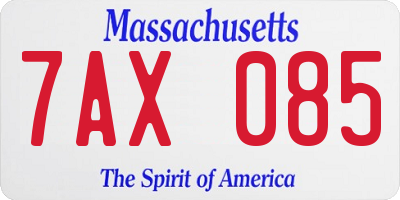 MA license plate 7AX085