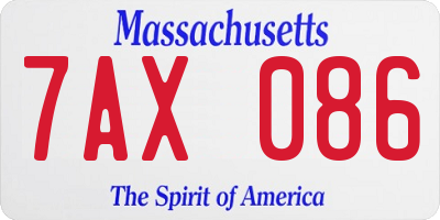 MA license plate 7AX086