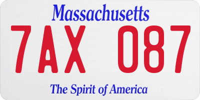 MA license plate 7AX087