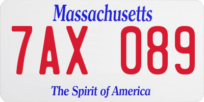 MA license plate 7AX089
