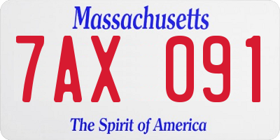 MA license plate 7AX091