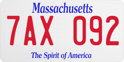 MA license plate 7AX092