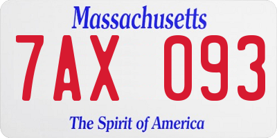MA license plate 7AX093