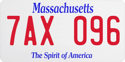MA license plate 7AX096