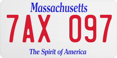 MA license plate 7AX097