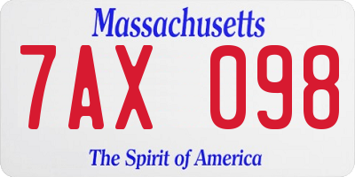 MA license plate 7AX098