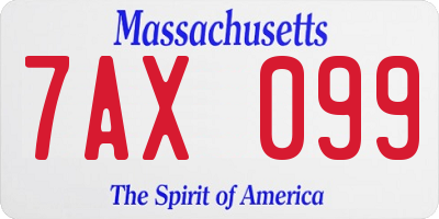 MA license plate 7AX099