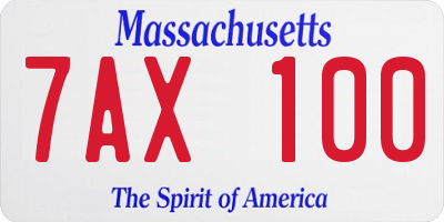 MA license plate 7AX100