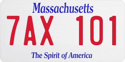 MA license plate 7AX101