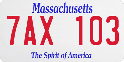 MA license plate 7AX103