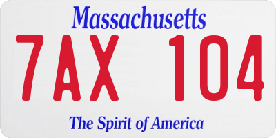 MA license plate 7AX104